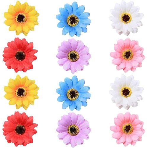 Kal-Lot De 12 Barrettes À Cheveux En Forme De Fleur Multicolores - Motif Tournesol - Pour Femmes Et Filles - Décoration De Mariage - 6 Couleurs