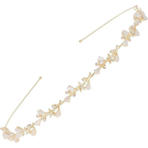 Kal-1 Pièces Bandeaux De Mariée Avec Strass - Couronne De Cheveux En Cristal Et Perle - Tiare De Mariage Élégant - Accessoires Pour Cheveux Femme, Fille Et Mariage