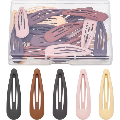 Kal-30pcs Pinces À Cheveux Snap - Bb Barrettes Cheveux En Métal - 5cm Barrette Antidérapantes Plusieurs Couleurs Pour Accessoires Femme Fille Enfant (Couleur Unie)
