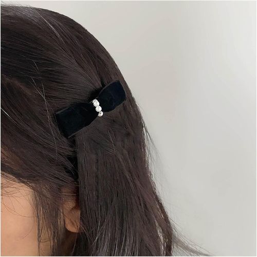 Kal-Barrettes Barrettes Noeud En Satin Vintage Barrettes Noeud En Velours Noir Barrette Noeud En Ruban Hiver Barrette Noeud En Perles Françaises Barrette Noeud En Perles Accessoires De Cheveux