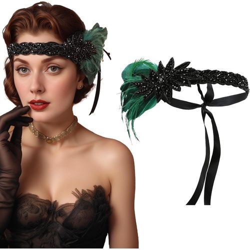 Kal-Bandeau À Plumes Des Années 20 Pour Femme, Bandeau À Plumes, Accessoire De Costume Gatsby, Bandeau Charleston Pour Carnaval, Costume, Fête À Thème