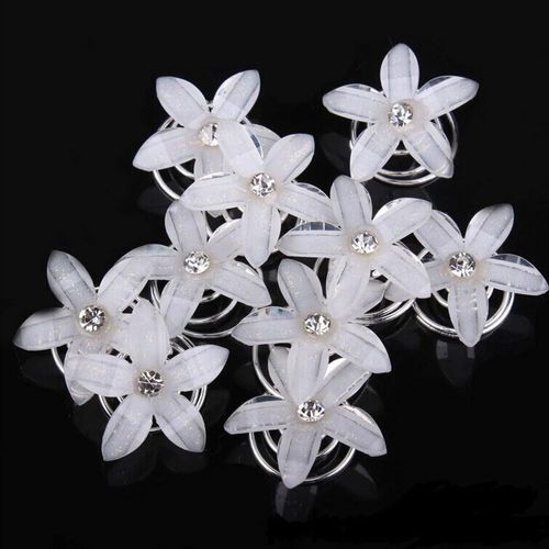 Kal-Lot De 10 Barrettes En Forme De Spirale Avec Fleur En Strass Pour Mariée Accessoires À Cheveux