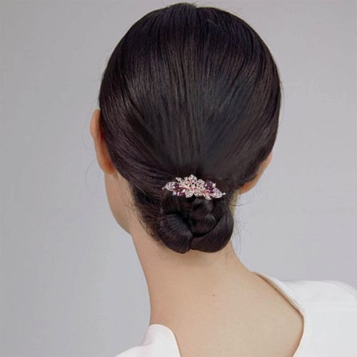 Kal-Barrette De Mariage En Cristal Barrette De Mariage En Cristal Or Barrette De Mariage En Strass Accessoires De Cheveux De Mariage Pour Femmes Et Filles (Violet)