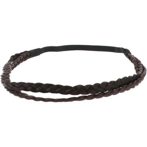 Kal-Bandeau Cheveux Tressé Chatain Foncé - Headband Femme Double Couleur Unie - Bandeau Fin Élastique Taille Unique - Headband Pour Coiffure Mariage - Look Original Bohème, Hippie Chic