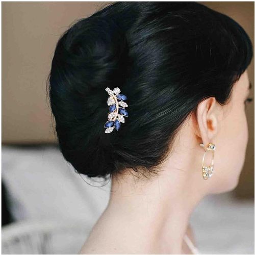 Kal-Peigne À Cheveux En Cristal Pour Mariage Peigne À Cheveux En Cristal Bleu Doré Pour Mariage Peigne À Cheveux En Cristal Pour Demoiselle D'honneur Accessoires Décoratifs Pour Femmes Coiffure