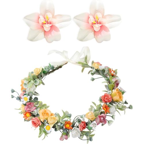 Kal-1 Accessoire Pour Cheveux En Forme De Rose De Mariage, 1 Paire D'épingles À Cheveux De Mariage En Forme De Fleur, Bandeau Couronne De Fleurs, Bandeau De Fleurs Pour Femme, Bandeau De Fleurs.