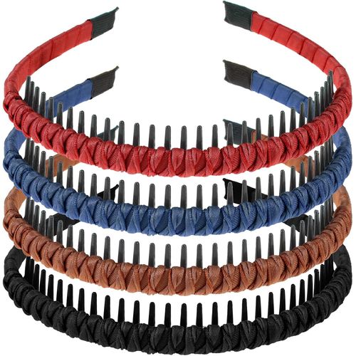 Kal-Lot De 4 Bandeaux Élastiques Pour Femme - Cheveux Fins - En Zigzag - Antidérapants - Accessoires Bouclés À Dents Courtes - Peignes Pour Femme