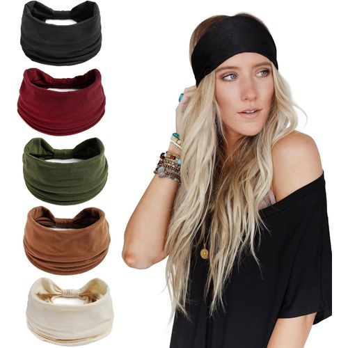 Kal-Bandeau Cheveux Boho, Bandeau Turban Élastique Bandeaux Noués Accessoires Cheveux, Bandeaux Larges Pour Femmes Et Filles Yoga Sports Bandeaux