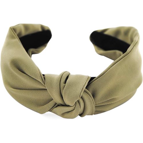 Kal-Serre-Tête En Tissu Avec N?ud Vintage - Hr35 - Vert Olive