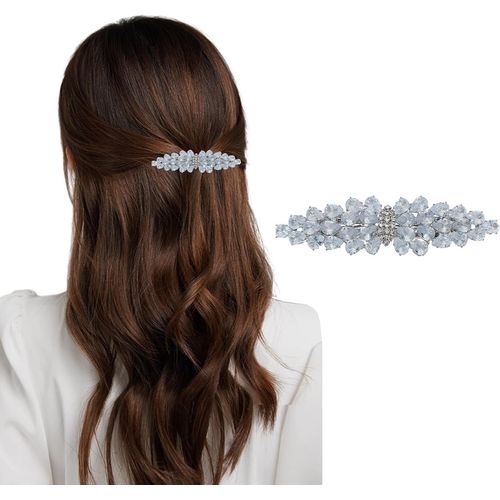 Kal-Barrette À Cheveux Avec Strass 1 Pièce - Argenté - Perle - Pour Femme Et Fille (N?ud Papillon)