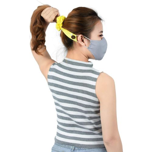 Kal-Chouchous Cheveux Femme Avec Boutons Pour Masque Facial Protège-Oreilles Protection Chouchou Noeuds Accessoires Courte Citron Os