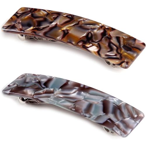 Kal-2 Pièces Grosse Barettes Cheveux Femme Chic, Rectangle Barrettes A Cheveux Pour Femme,Automatique Barrettes Cheveux Femme Ecailles