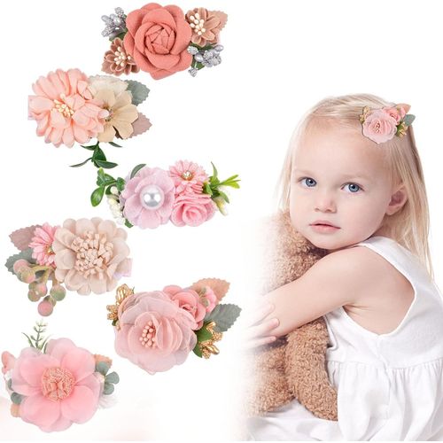 Kal-6 Pièces Pince Cheveux Fleur Barettes Cheveux Fille Barrette Cheveux Femme Pince Fleur Cheveux Accessoire Cheveux Mariage Fleurs Pince A Cheveux