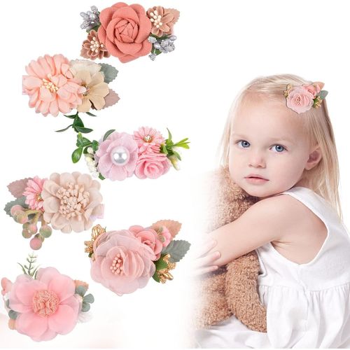 Kal-6 Pièces Pince Cheveux Fleur Barettes Cheveux Fille Barrette Cheveux Femme Pince Fleur Cheveux Accessoire Cheveux Mariage Fleurs Pince A Cheveux