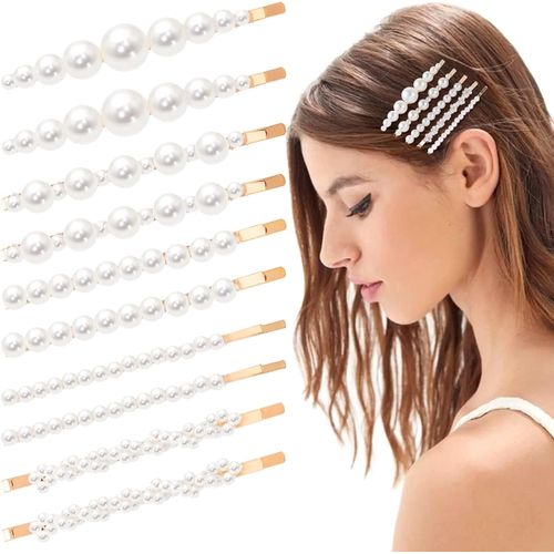 Kal-Lot De 5 Pinces À Cheveux Perles Dames, Épingles À Cheveux Perles Or Style Vintage, Petite Barrette Avec Perles Pour Femmes, Mariage De Mariée, Accessoire De Cheveux Court