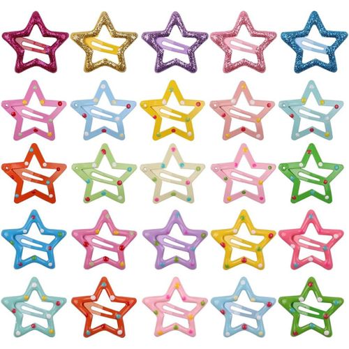 Kal-25 Pièces Etoiles Barrettes À Cheveux, Etoiles Barettes Cheveux,Pince Cheveux Femme,Etoiles Barrette Cheveux,Etoiles Hair Clip,Bijoux Cheveux Pour Bébés Filles Enfants Enfants Enfants Teens