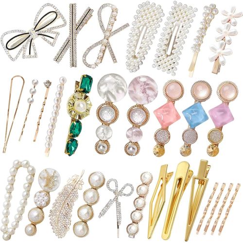 Kal-30 Pièces Pinces À Cheveux Barette Cheveux Femme Perles Épingles Chic Accessoires Élégants Épingles À Cheveux Barrette Demoiselle D'honneur Mariage (30 Pièces)