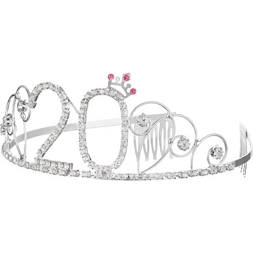 Kal-Serre-Tête Couronne 18e / 20e / 25e / 30e / 40e / 50e / 60e Anniversaire Joyeux Anniversaire Cristal Strass Couronne Ornements Mariage Bandeau Cheveux Peigne Bandeau Pour Les Femmes