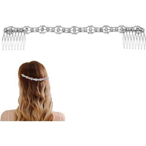 Kal-Headband Bandeau De Mariage En Strass Argenté Accessoires Pour Cheveux En Feuille Argent En Cristal Pour Demoiselles Honneur Accessoire De Cheveu X05012