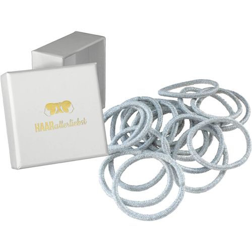 Kal-® Lot De 20 Élastiques À Cheveux Argentés - 4,5 Mm D'épaisseur - Sans Métal - Pour Femmes, Filles Et Hommes - Avec Boîte De Rangement Pour Accessoires De Cheveux, Chouchous Et Bandeaux
