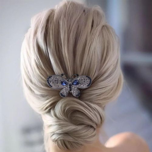 Kal-Pince À Cheveux Papillon En Cristal De Mariage Barrette À Cheveux Papillon En Strass Pince À Bec De Canard Antidérapante Couvre-Chef Épingle À Cheveux Papillon Unique Accessoire Pour Femmes