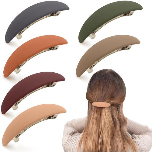 Kal-Lot De 6 Barrettes À Cheveux Pour Femme - Pinces À Cheveux Françaises Classiques Automatiques - Convient Pour Les Bijoux De Cheveux Pour Femmes (Style Mat)