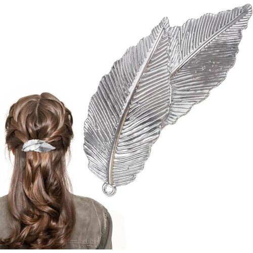 Kal-Barrettes À Pinces À Cheveux Vintage Leaf Barrettes À Cheveux En Plumes D'argent Barrette Minimaliste Accessoires Cheveux Pour Femmes Et Filles (Argent)