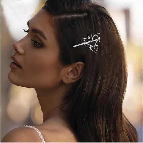Kal-Barrette Boho Coeur Barrette Cheveux Vintage Coeur Creux Barrette Cheveux Argent Love Heart Hairpin Clip Clip Minimaliste Coeur Head Clip Accessoire Pour Femmes Et Filles Headdress