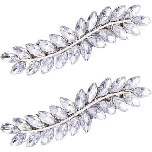 Kal-2pcs Womens Large Hair Clips,Crystal Hair Clips,Shiny Bridal Hair Clips,Womens Hair Clips Womens Anti-Slip Large Hair Clips Thick Hair Clips For Women Girls 