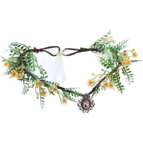 Kal-Serre-Tête De Fleur Elfe Couronne Fée Diadèmes Floraux Pour Pâques, Carnaval, Fête De Mariage, Mariage (Jaune Rose)
