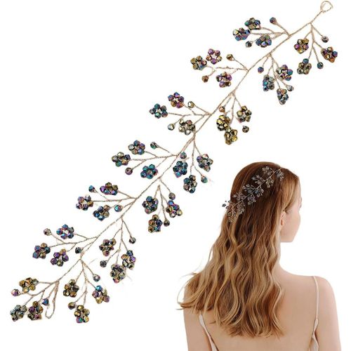 Kal-Headband Mariage Accessoire Cheveux Vignes Fleur Feuille Bijoux Pour Les Mariées Fête Anniversaire Crystal Perle Headpiece Pour Femmes Or X04620