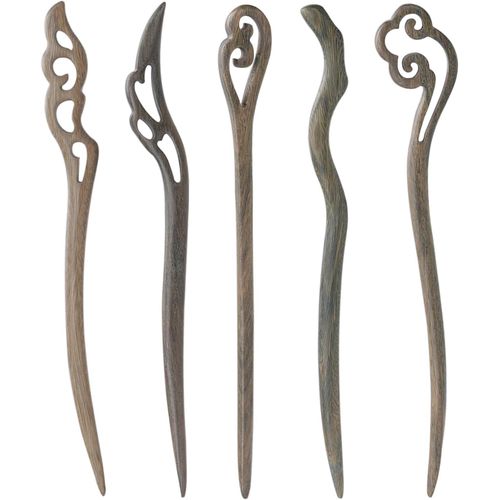 Kal-5 Pièces Baguettes À Cheveux En Bois, Vintage Cheveux Baguettes, Épingle À Cheveux Vintage Pour Femme, Épingles À Cheveux Chinois Baguettes, Pinces À Cheveux En Bois (Bois De Aantal Vert Bois)
