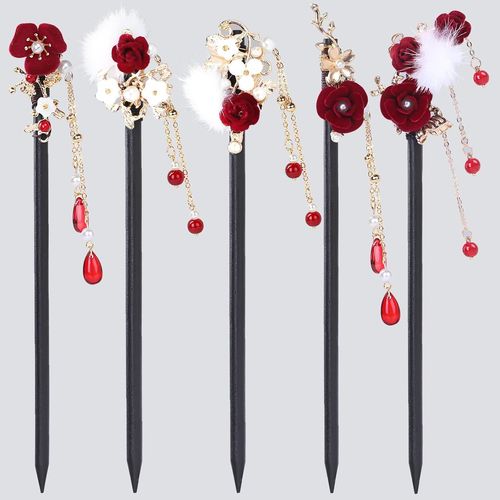 Kal-5 Pièces Baguettes À Cheveux En Bois, Vintage Cheveux Baguettes, Épingle À Cheveux Vintage Pour Femme, Épingles À Cheveux Chinois Baguettes, Pinces À Cheveux En Bois, Pour Cheveux Diy Accessoire(