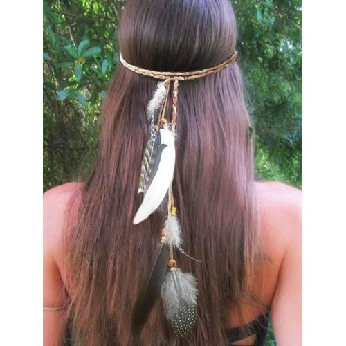 Kal-Serre-Tête À Plumes Indiennes Bohèmes, Hippie, Tribal Superposé, Accessoire De Cheveux Pour Femmes Et Filles