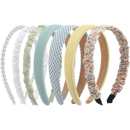 Kal-Lot De 7 Bandeaux Tendance Pour Femmes, Filles, Bandeaux Antidérapants En Tissu Mignon, Couleurs Multiples, Accessoires De Cheveux Pour Femmes, Filles Et Enfants (Vert)