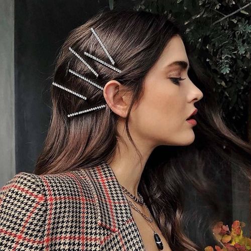 Kal-Épingle À Cheveux En Cristal Mariage Boho Vintage Rhinestone Pinces À Cheveux Argent Cristal Bobby Pins Diamant Brillant Barrette Accessoires Cheveux Pour Femmes Et Filles (1pcs¿).