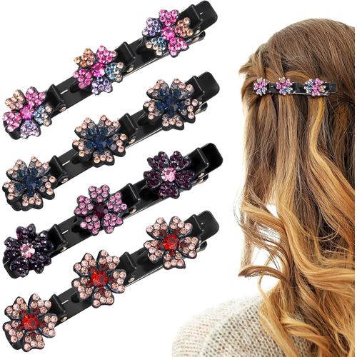 Kal-4 Pièces Barettes Cheveux Femme, Pinces À Cheveux Avec Pierres De Cristal Étincelantes, Pinces De Coiffure Élégantes, Accessoires Poils Pour Femmes Et Filles (5 Pétales)