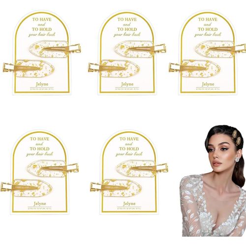 Kal-10 Pièces/5 Cartes Barrettes Dorées, Sans Pli, Pour Demoiselles D'honneur, Cadeau, Coiffure & Maquillage, Accessoire Boîte De Demande, Bijoux De Cheveux Élégants