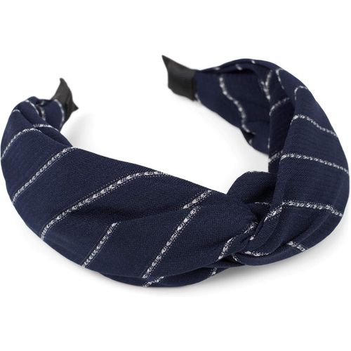 Kal-Bandeau Pour Femmes Avec Un Motif De Rayures Nobles Et Un Noeud Torsadé, Look Rétro, Bandeau Pour Cheveux, Bijoux Pour Cheveux 04027029, Couleur:Bleu Foncé