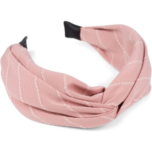 Kal-Bandeau Pour Femmes Avec Un Motif De Rayures Nobles Et Un Noeud Torsadé, Look Rétro, Bandeau Pour Cheveux, Bijoux Pour Cheveux 04027029, Couleur:Rose-