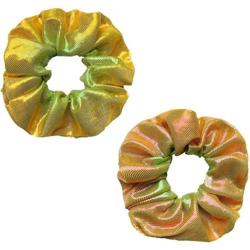 Kal-Lot De 2 Élastiques À Cheveux Métalliques Brillants - Élastiques À Cheveux - Arc-En-Ciel - Accessoires Pour Cheveux - Pour Femmes, Filles, Adolescents, Enfants - Jaune