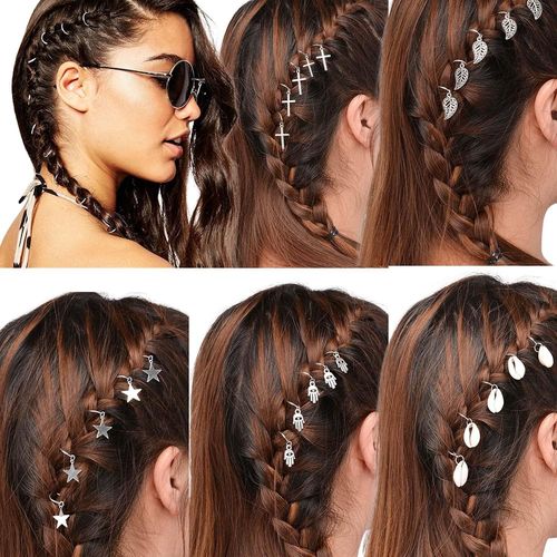 Kal-45 Pièces Anneaux De Tresse De Cheveux, Anneaux Dreadlocks, Anneaux De Tresse De Couronne Cheveux, Cheveux Tresse Manchette, Dreadlocks Accessoires Cheveux Décoration Punk Hip-Hop