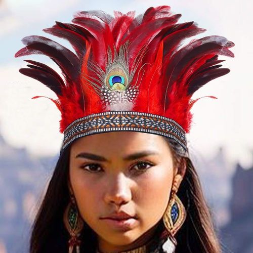 Kal-Serre-Tête En Plumes De Paon - Accessoire De Cheveux Pour Femme
