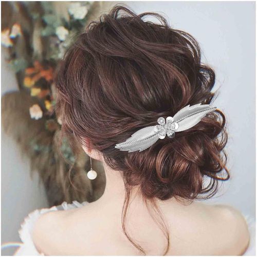 Kal-Peigne À Cheveux De Bohème À Larges Feuilles Barrette À Cheveux Fleur En Métal Plume Vintage Coiffure Décorative Peigne Bijoux Pour Femmes Et Filles Cadeaux