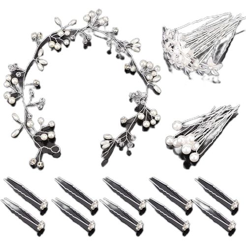 Kal-30 Pcs Épingle À Cheveux Fleur En Cristal Et 1 Bandeau En Cristal Perlé Fleur Strass Pinces Demoiselle D'honneur Mariage Accessoire Cheveux Mariage Pour Soirée Anniversair
