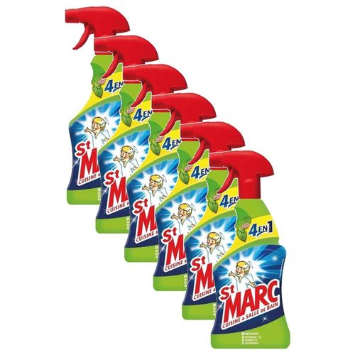 ST MARC Lot de 6 Pistolets Spray 500ml Nettoyant multi-usages 4 en 1 Parfum Menthe