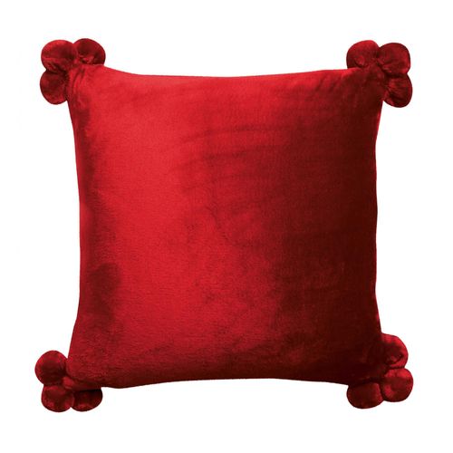 Coussin Tender Pompons Rubis 45 X 45 Cm Vivaraise