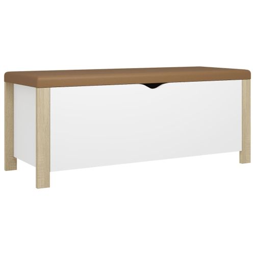 vidaXL Boîte de rangement et coussin blanc et chêne sonoma 105x40x45cm