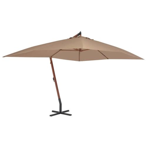 Prolenta Premium - Parasol De Jardin En Porte-À-Faux Avec Mât En Bois Taupe