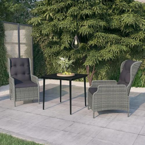 Prolenta Premium - Ensemble À Manger De Jardin 3 Pcs Gris Clair